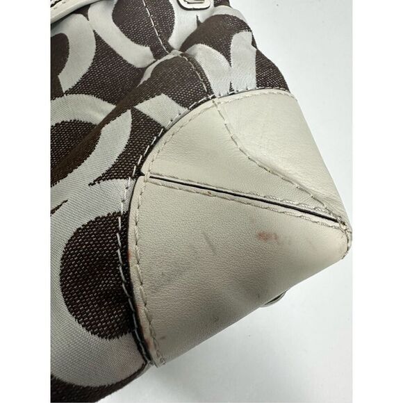 Coach Op Art Peyton Carryall Satchel Bag Tote 14515  Ivory Gray See Description - Picture 12 of 16